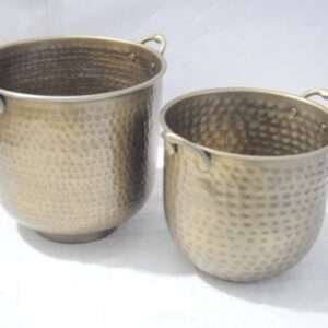 PL-72704 Hammered Planter with Handle S/2