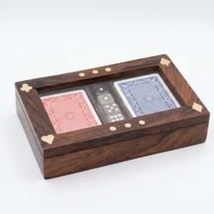 Decorative Wooden Box for Playing Cards.