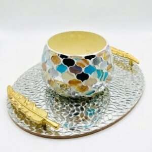 Decorative Mosaic Tray with Votive.