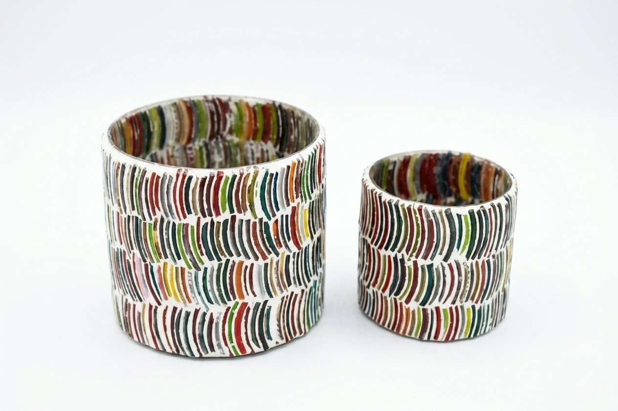 Glass Mosaic Votives Set of 2