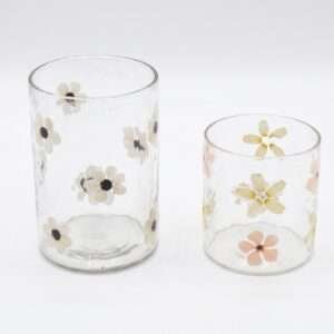 Glass Votive Set of 2 with flowers