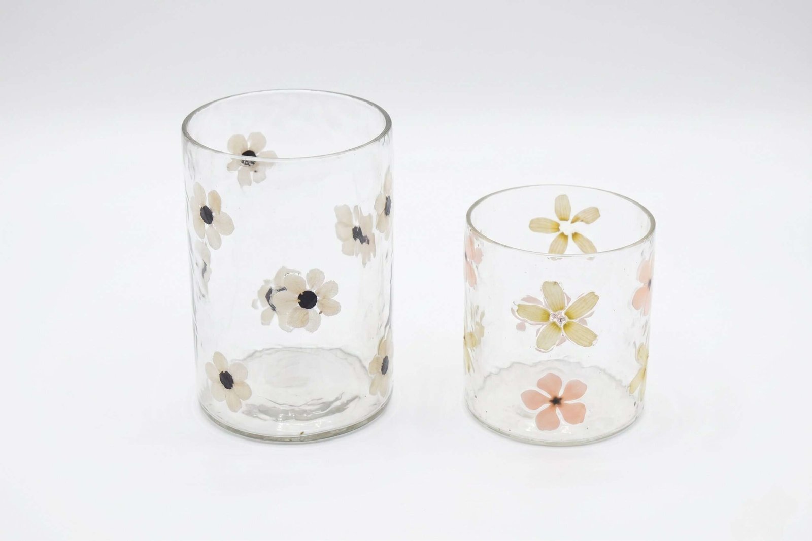 Glass Votive Set of 2 with flowers